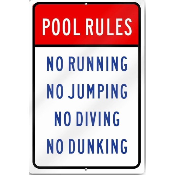 Pool Rules Heavy Gauge Reflective Aluminum Sign, High-Visibility Plaque for Nighttime Pool Use, Reflective Pool Safety Sign, 8x12 Inch