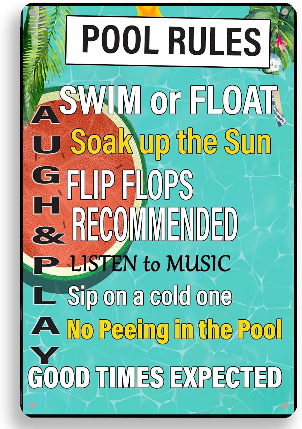Pool Rules Metal Tin Sign Children Should Not Use Pool Without Adult ...