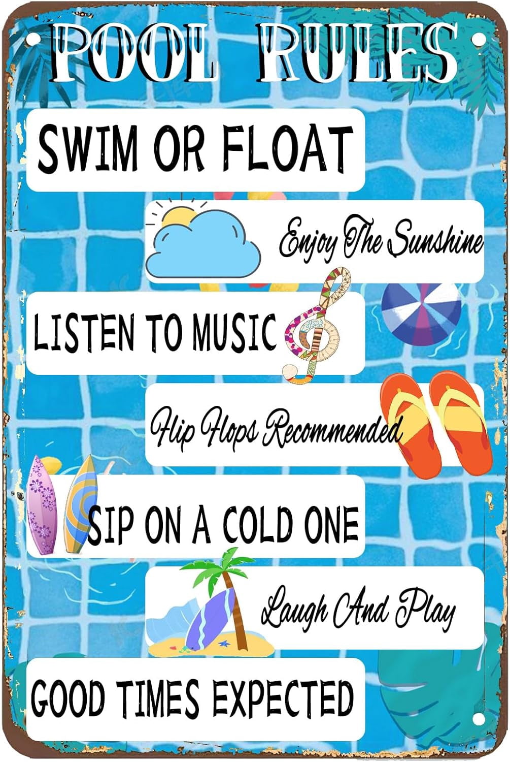 Pool Floater Sign Pool Rules Metal Tin Sign,Swim or Float Enjoy The Sunshine Swimming ...