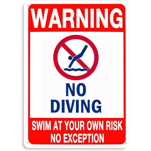 Pool Rules No Diving Sign - Pool Safety Signs,Outdoor/Indoor Swimming Pool Wall Decor 8"x12" Aluminum Sign