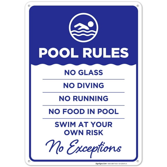 Pool Rules - No Exceptions Sign, Pool Sign,