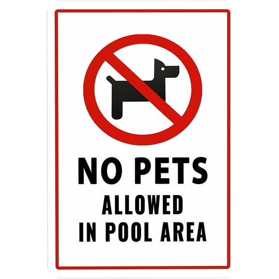 Pool Rules Outdoor No Pets Allowed In Pool Area - 8"x12" Metal Poster, Pet Restriction Decor for Home Bar Kitchen Coffee Man Cave Garage