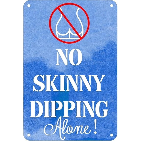 Pool Rules Sign for Outdoor Backyard Metal Swimming No Skinny Dipping Alone Tin Funny Gift and Decor Lake Beach House Under 8x12 Inch