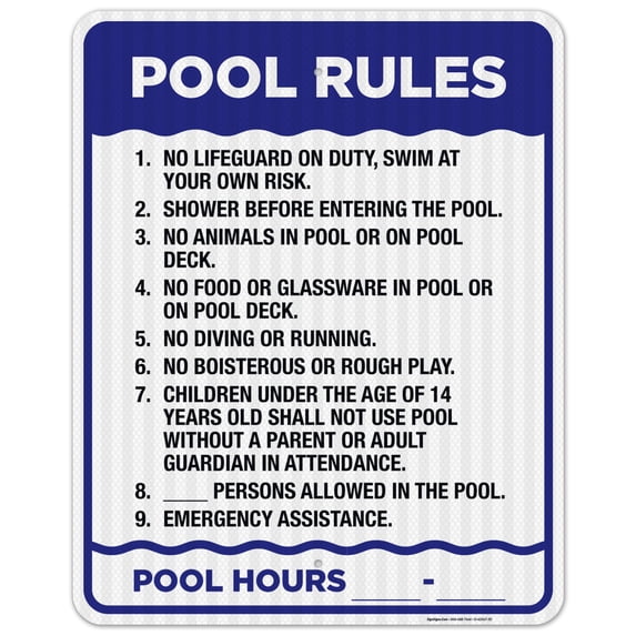 Pool Rules Sign,