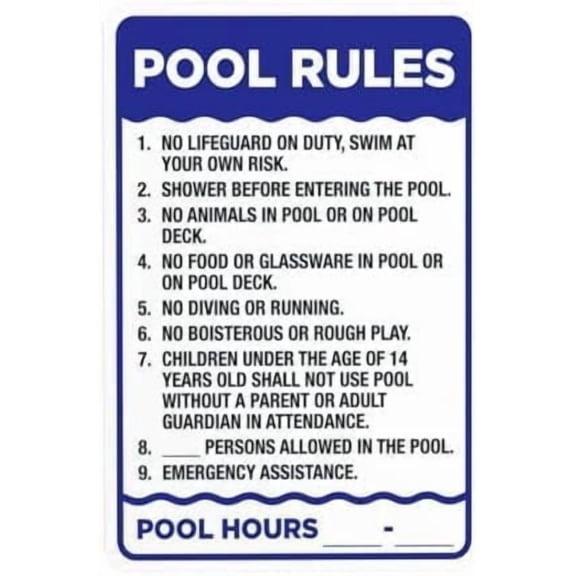 Pool Rules Warning Metal Sign, Pool Rules Security Plaque for Road Yard Garage Street, Pool Usage Safety Guideline Sign, 8x12 Inch For Home Wall Art Decor Metal Tin Sign