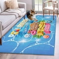 thumbnail image 1 of Pool Rules Washable Area Rugs 4'x6', Swim Ring Ball Slippers Floral Blue Swimming Pool Low Pile Throw Living Room Rug Non-Slip Sturdy Edge Binding Carpet for Indoor Entryway Bedside Kitchen, 1 of 9