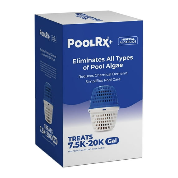 PoolRx+ Blue/White 6-Month Swimming Pool Mineral Algaecide, 1 Tablet Treats 7.5k-20k Gallons