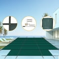 thumbnail image 1 of Pool Safety Cover for 16x32ft Rectangular Inground Winter Pool with 4x8ft Center Step - Triple-Stitched High-Strength Polypropylene Mesh, Rain Permeable, Child/Pet Safety, Full Installation Kit, Green, 1 of 6
