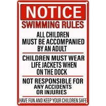 Pool Safety Tin Signs,No Lifeguard Swim At Your Own Risk Swimming Pool Warning Sign Vintage Pool Patio Wall Decor for Pool Beach Water Park Decor Outdoor 8 x 12 inch