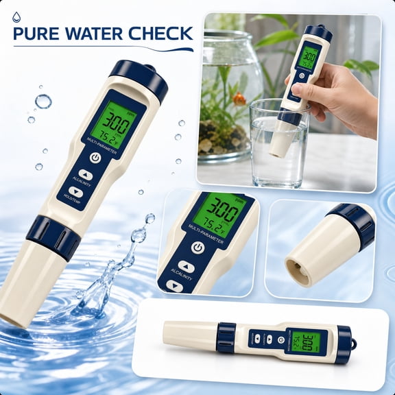 Pool Salt Tester, Digital Salt Water Pool Tester & Ph Tester, Salt Tester for Saltwater Pool, Digital Salinity Tester for Water, 5 In 1 Salinity Ph Temp EC and Tds Meter for Pool, Saltwater Aquarium