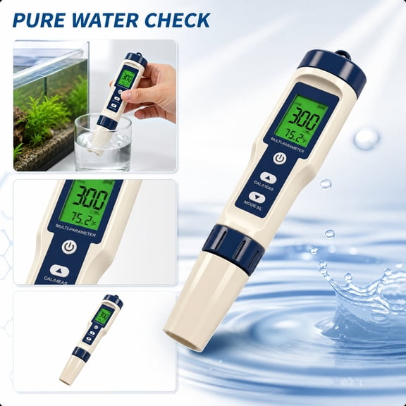 Pool Salt Tester & PH Meter - 5-in-1 Digital TDS Meter for Salinity PH Temp and EC, 0.01 High Accuracy, Swimming Pool, Hydroponics, Aquarium, Hot Tub, PPM Meter for Pool, Drinking Wate