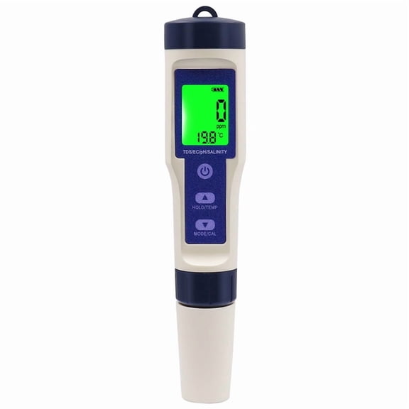 Pool Salt Tester & PH Meter, Hofun Digital Salinity Meter and PH Tester for Aquarium and Pool Saltwater Water, 5 in 1 Salinity PH Temp EC and TDS Meter,