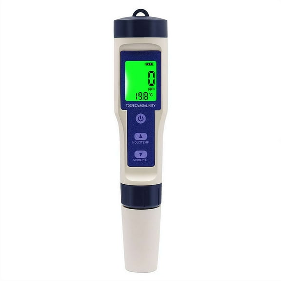 Pool Salt Tester & PH Meter, Hofun Digital Salinity Meter and PH Tester for Pool Saltwater and Drinking Water, 5 in 1 Salinity PH Temp EC and TDS Meter Swimming Pool Hot Tub Spas, High Accuracy