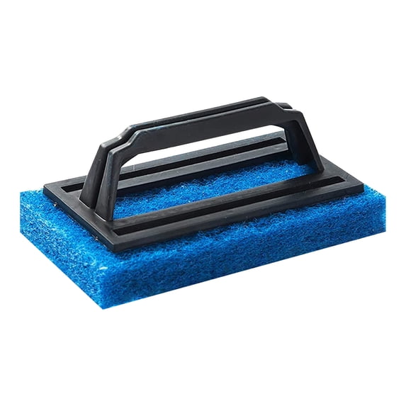 Pool Scrub Sponge Brush with Handle 5.9"x3.5" Aqua Cleaning Tool for Tile Grout Scouring Multi-Surface Maintenance Scrubber for Tubs Autos(Blue)