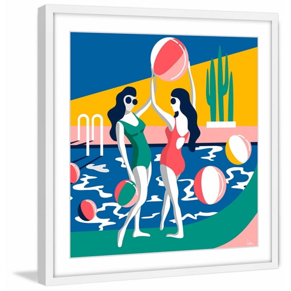 Pool Side Attraction Framed Painting Print