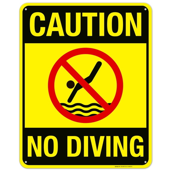 Pool Sign, Caution No Diving Sign,