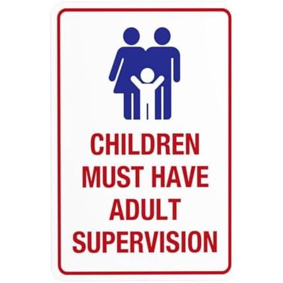 Pool Sign, Children Must Have Adult Supervision Warning Sign, Pool Rules Metal Signs for Business Home Outdoor Indoor Garage Street Wall Caution Custom Decor 8 x 12 Inch