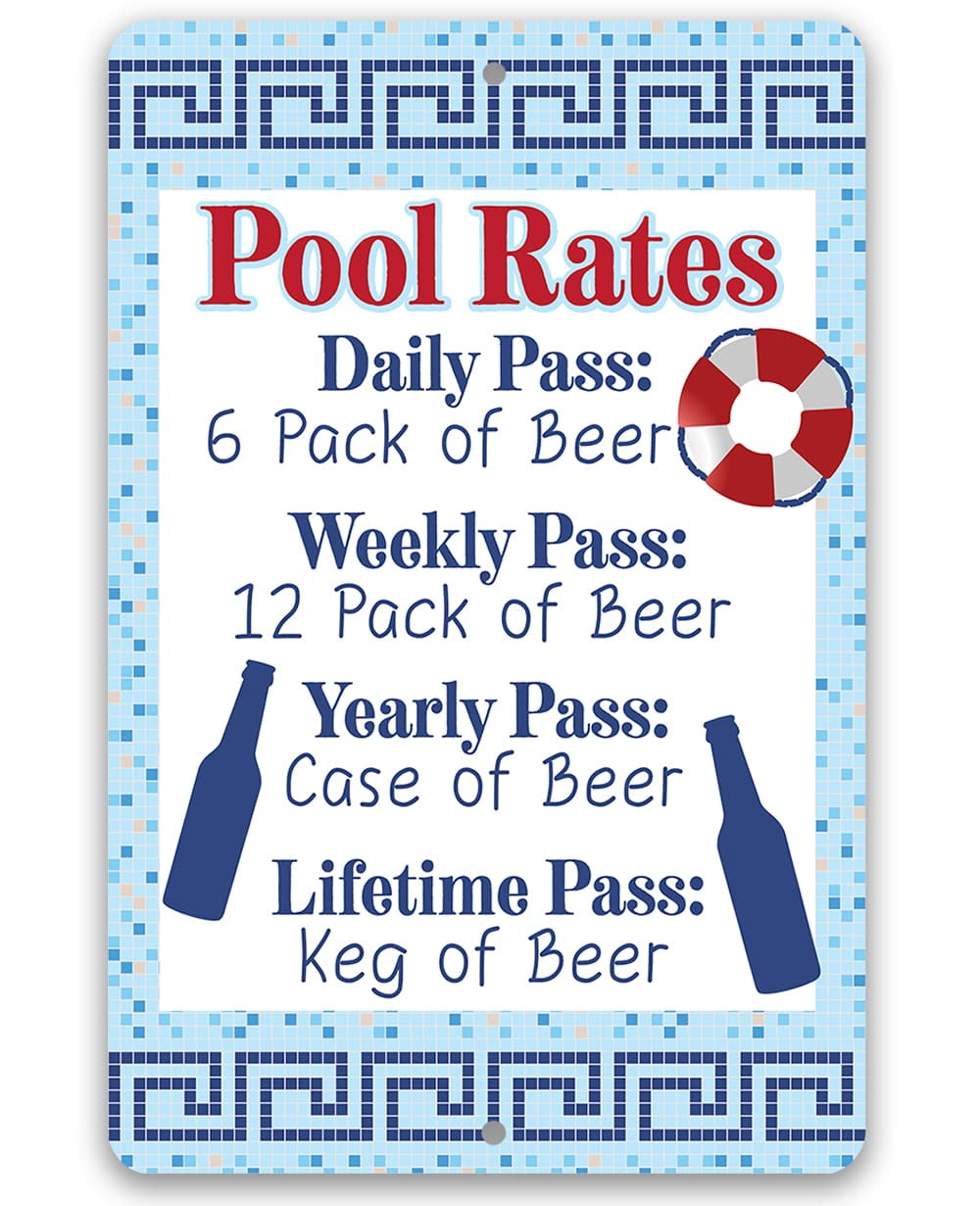 Pool Sign - Pool Rates - Metal Pool Signs for Outside Funny Pool Decor ...