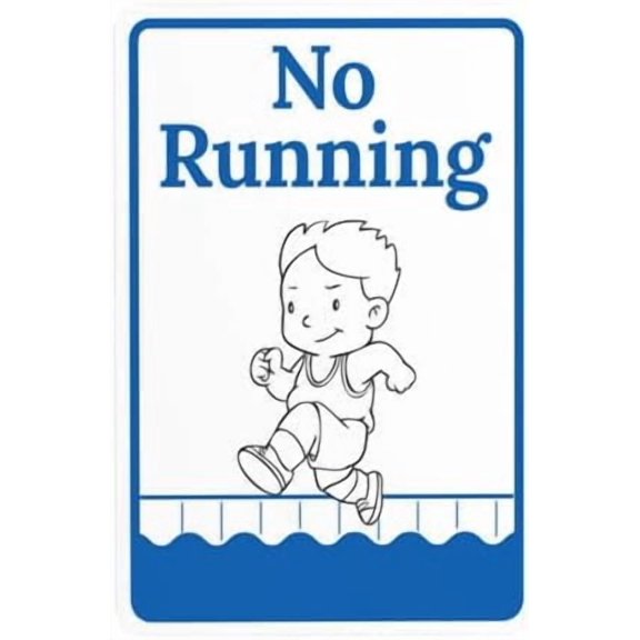 Pool Sign No Running With Drawing Warning Sign, Pool Rules Metal Signs for Business Home Outdoor Indoor Road Yard Garage Street Wall Caution Custom Decor 8 x 12 Inch