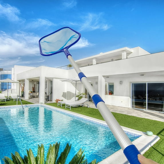 Pool Skimmer Net With 3-Section Telescopic Aluminum Alloy Pole, Fast Connection Installation, Used For Cleaning Swimming Pools And Salvaging Pool Water Garbage