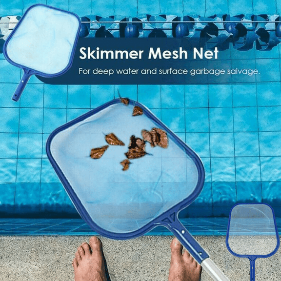 Pool Skimmer Net, Heavy Duty Swimming Leaf Rake Cleaning Tool Fast Debris Leaves Dirt Removal Net Head for Above Ground and Inground Ponds