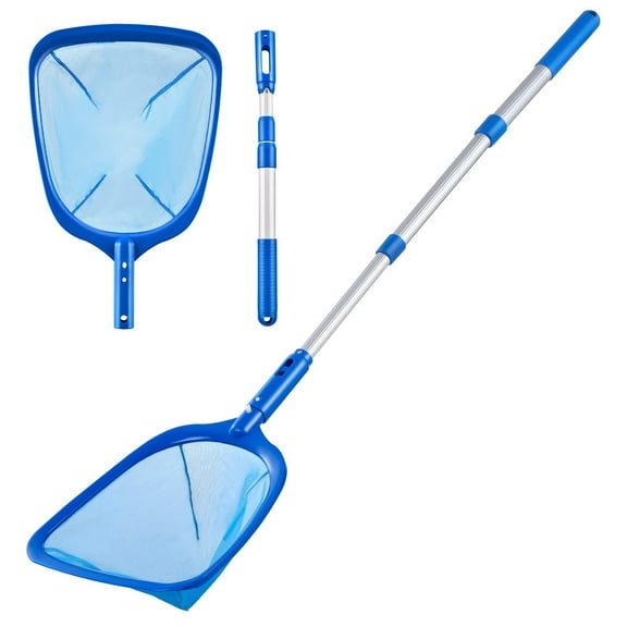 Pool Skimmer - Pool Net with 3 Section Pole, 17" x 35", Pool Skimmer Net with Fine Mesh Net, Telescopic Aluminum Pole, Plastic Frame, Ultra-fine Pool Skimmer for Ponds, Fish Tank, Hot Tub