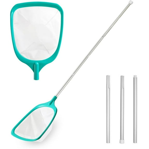 Pool Skimmer - Pool Skimmer Net with 3 Section Adjustable Telescopic Aluminum Pole, 25"- 63", Pool Net Skimmer Rake with Ultra Fine Mesh , Pool Leaf Skimmer for Swimming Pools