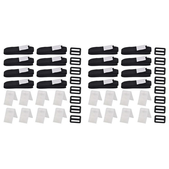 Pool Solar Cover Reel Straps Attachment Kit, for In Ground Swimming Pool Cover, 16 Adhesive Nylon Straps &Tabs+16 Cord Plates+16 Buckles, Easy-Installation