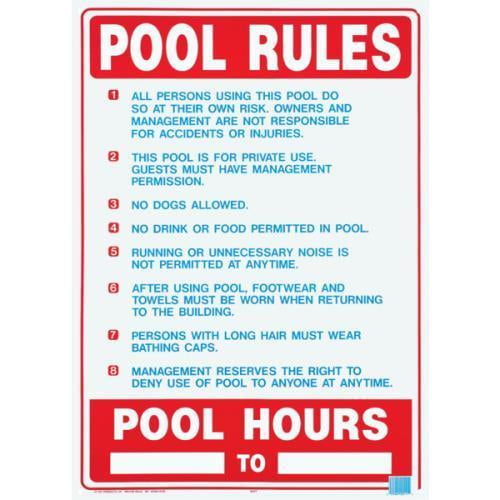 Pool/Spa Safety Sign "Pool Rules" No.817956