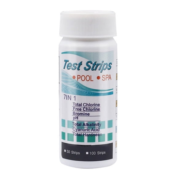 Pool and Spa Test Strips,100 Count 7 in 1,Water Quality Testing,for Swimming Pool and Hot Tub,Detects Cyanuric Acid Total Hardness Free Chlorine Total Alkalinity