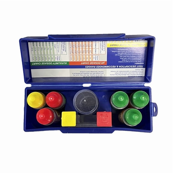 Pool & Spa Water Quality 5-Way Test Kit - Chlorine Bromine pH Acid Demand Total Alkalinity Tester Set