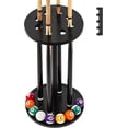 thumbnail image 1 of Pool Stick Holder Floor Stand - Round Billiard Cue Rack Pool Table Accessories Holds 8 Pool Cues, Wooden Freestanding Pool Cue Rack Billiards Table Stand for Game Room Billiard Room Decor(Black), 1 of 7