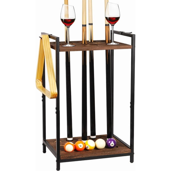 Pool Stick Holder Pool Cue Holder Rack Cue Stick Holder 10 Cues Billiard Cue Racks for Billiard Room Club Pool Table Accessaries (Torched Black 10-Hole)