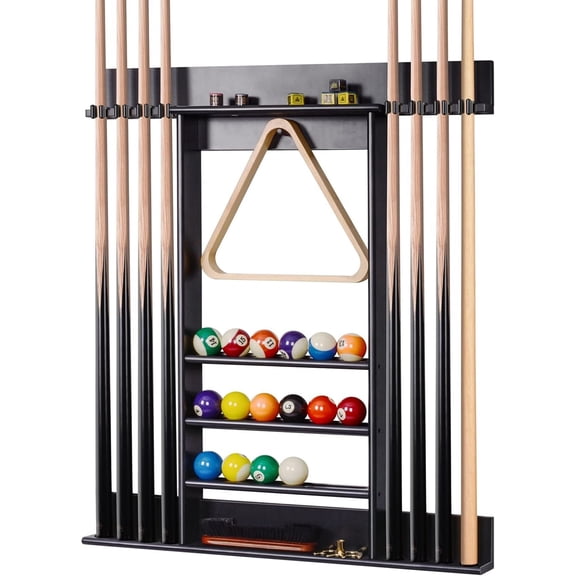 Pool Stick Holder Pool Cue Rack Wall Mount 8 Pool Cue Holder Wall Billiard Cue Rack Made of Solid Pine Wood Pool Table Accessories for Billiard Room or Club Cue Rack Only