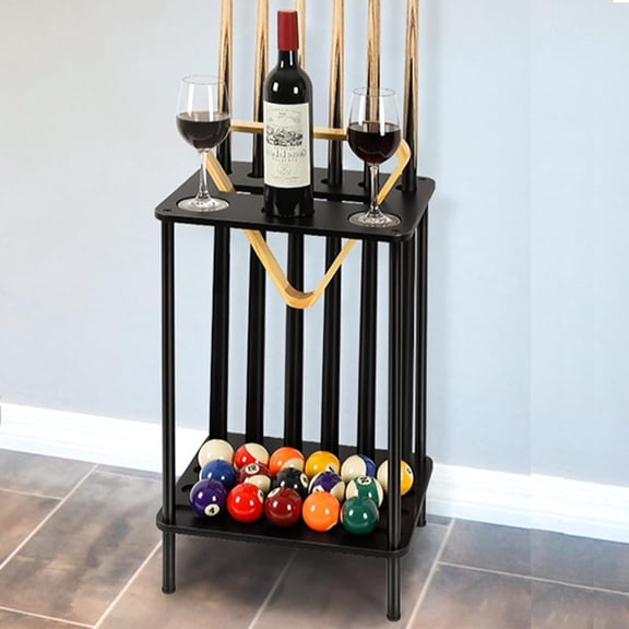 Pool Stick Holder Pool Table Accessories Pool Cue Holder Rack Billiard Cue Racks Set Cue Stick Holder Floor Stand Billiard Accessories Wood Billiard Cue Sticks Holds 6 Pool Cue Sticks, Black
