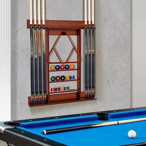 Pool Stick Holder Wall Mount 8 Cue Rack Pine Wood Billiard Accessories for Game Room Club