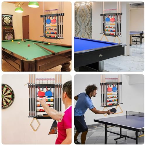 Pool Stick Holder Wall Mount, Pool Cue Rack, Ping Pong Paddle Holder ...