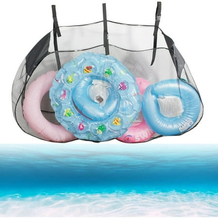 Pool Storage Bag Pool Toy Storage Swimming Pool Bag Large Hanging Net Bag Swimming Pool Accessories Toy Organizer for Inflatables, Pool Toys, Floats, Football, Basketballs and Garage Supplies, Gray