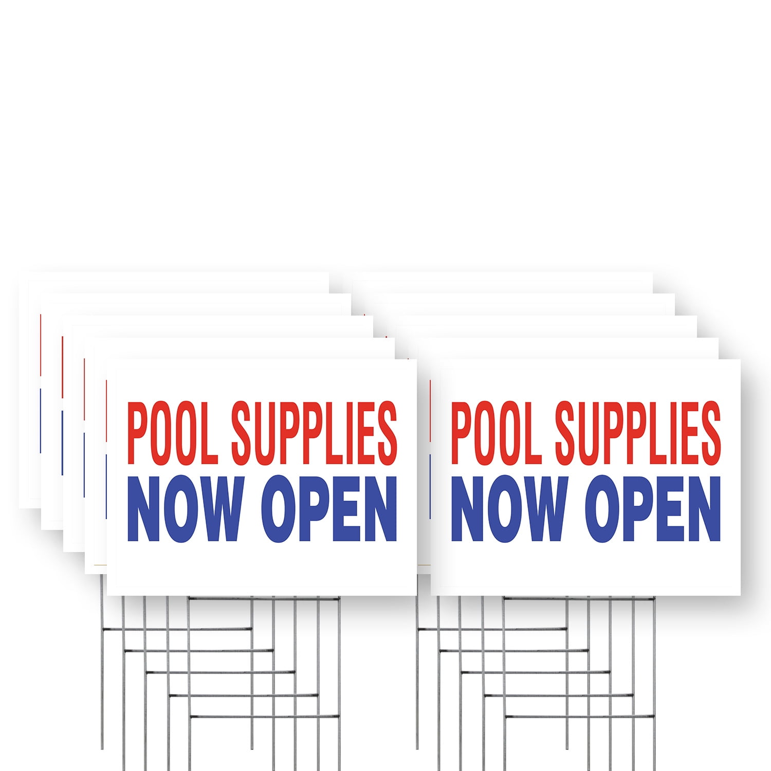 Pool Supplies Now Open Yard Sign 10 Pack of 12 Inch x 16 Inch Single ...