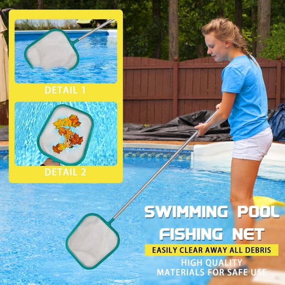Pool Supply Swimming Pool 59In Leaf Skimmer Net with Connecting Aluminum Pole Sections - Fine Mesh Netting for Fast Cleaning of Debris - Clean Spas & Ponds