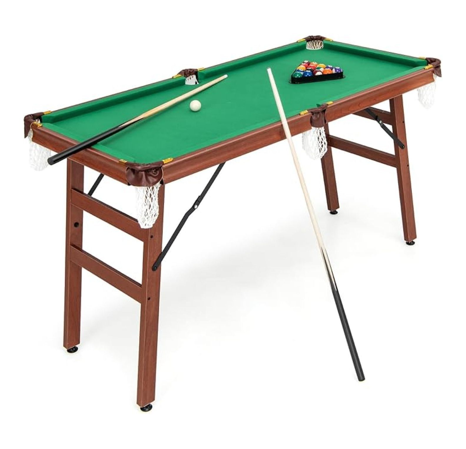 Pool Table, 55” Foldable Pool Table with 2 Cue Sticks, Full Balls Set ...