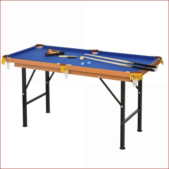 Pool Table, 55 Portable Folding Billiards Game Table with Accessories | Blue | MDF+Steel