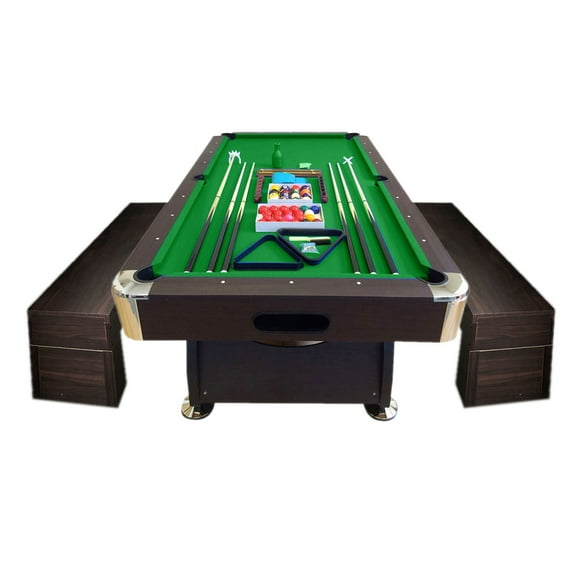 Pool Table 8 Feet Snooker complete with Accessories Vintage Green with benches