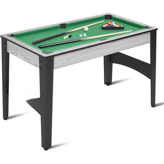 Pool Table, Billiard Game Table w/Balls, Cues, Chalk, Brush and Triangle, Indoor Compact Arcade Game Table for Living Room, Game Room