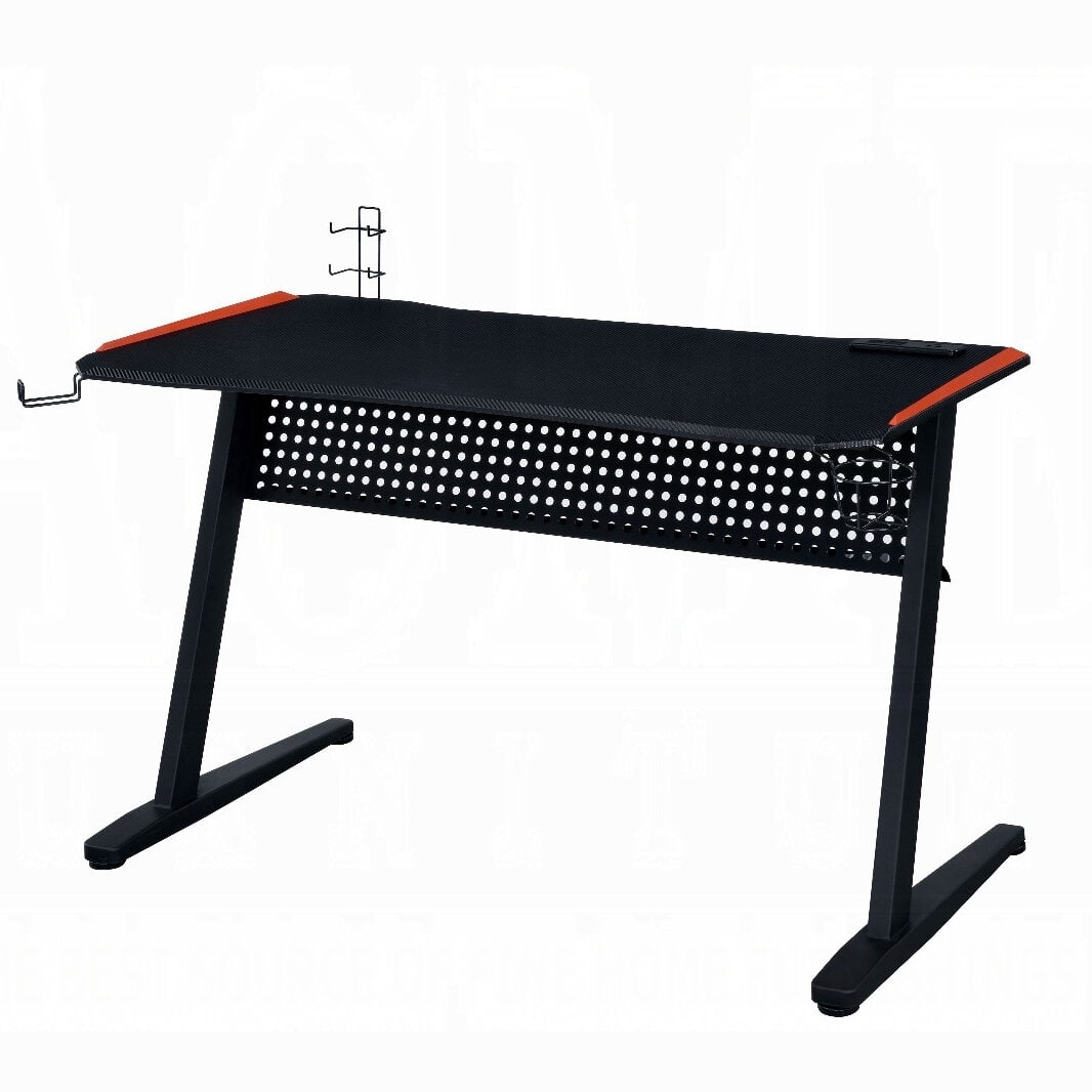 Pool Table, Black and Red Gaming Desk with LED Light and USB Port, Black+Red Game Tables,Paper Composite Combination Game Tables, Furniture Game & Recreation Game Tables