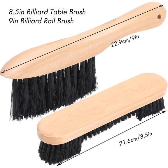Pool Table Brush Kit with Wooden Handles - Soft PVC Cleaning Tool for Billiard Tables and Corners