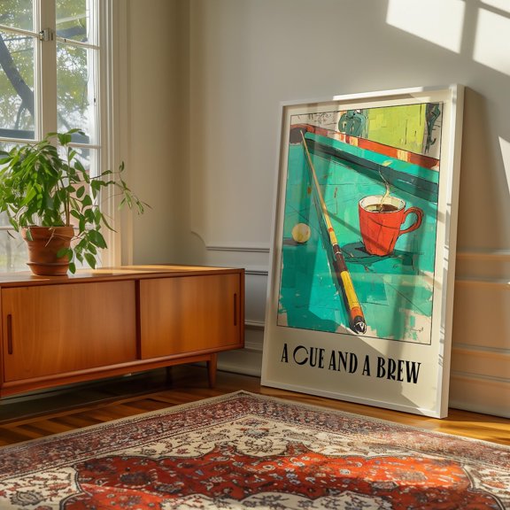 Pool Table Coffee Art Print Retro Billiards Bar Decor