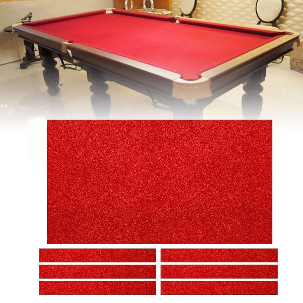 Green Pool Table Felt with 6 Edge Cloths Thickened Fast Speed for 12' Billiard Tables Pre Cut Bed & Rails