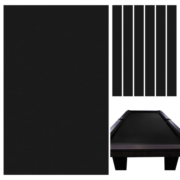 Pool Table Felt, Carbon Fiber Billiard Cloth Replacement Set, Main Fabric and Cushion Strips Included, For Standard 8 Foot Tables, Indoor Home, Club, Bar Use (Black)