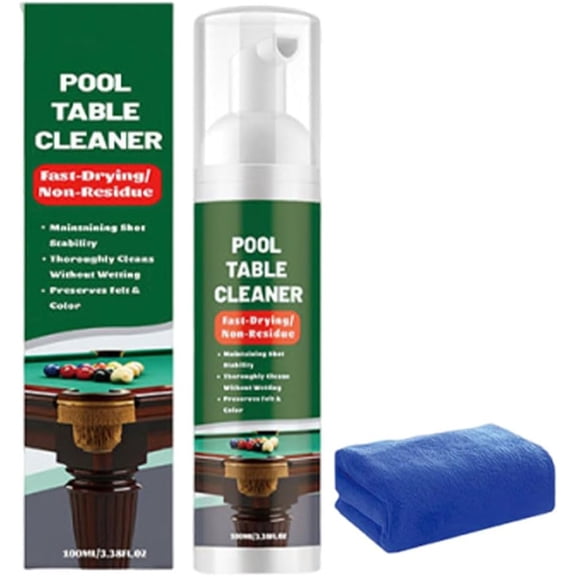 Pool Table Felt Cleaner Foam, 3.4 oz Billiard Cloth Cleaning Spray Set with Towel, Quick Drying Professional Care Kit for Home Game Room Bar(xw)